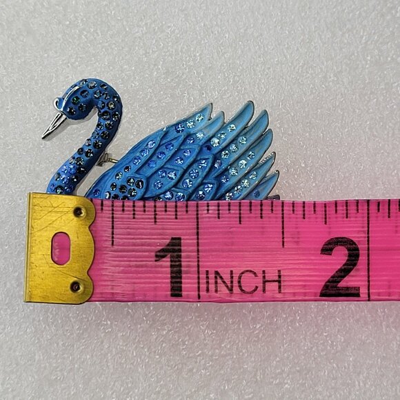 Blue Swan Brooch Pin - Picture 7 of 10